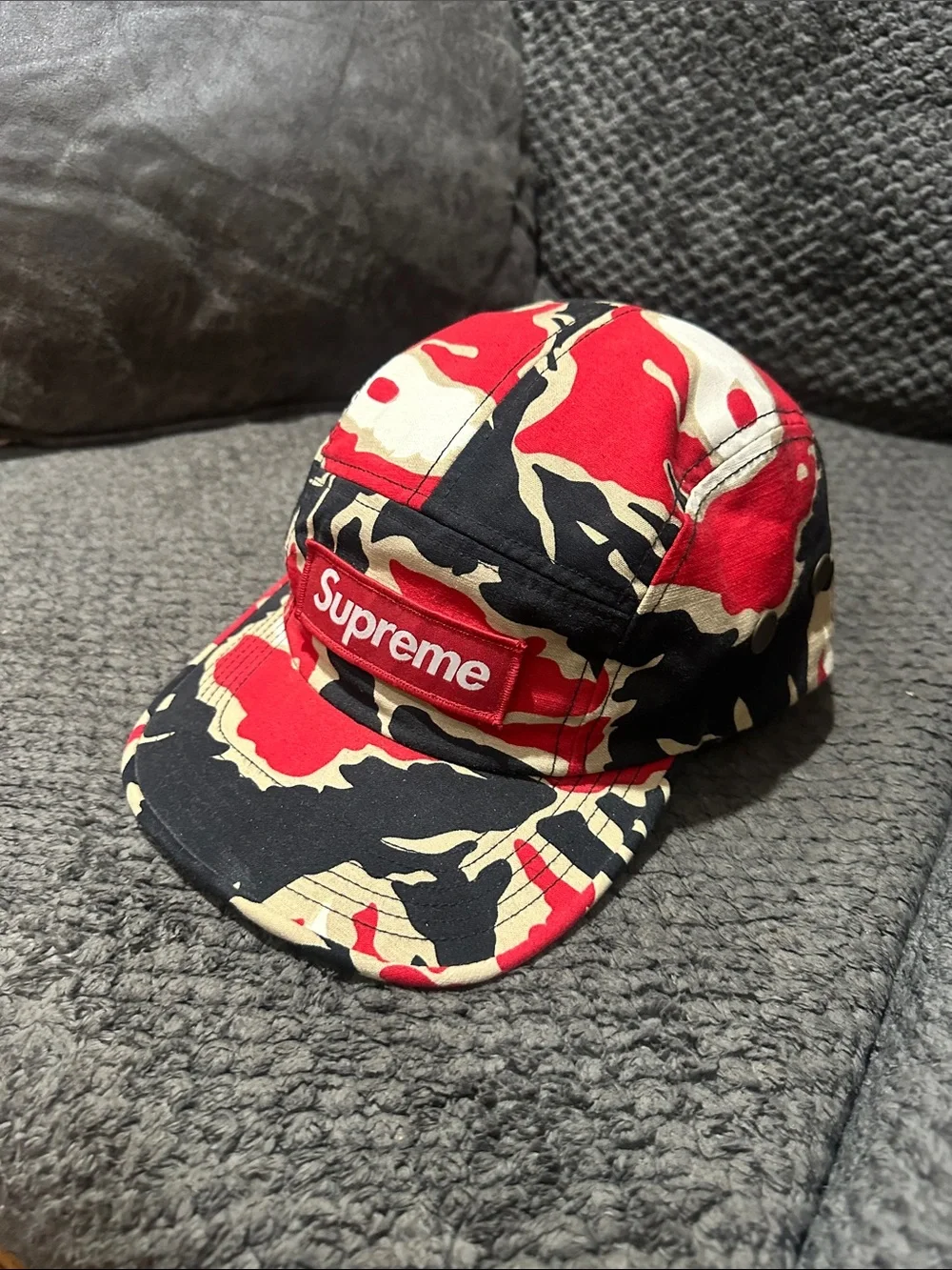 Supreme Red Black Tiger Camo Camp Cap RARE  deadstock